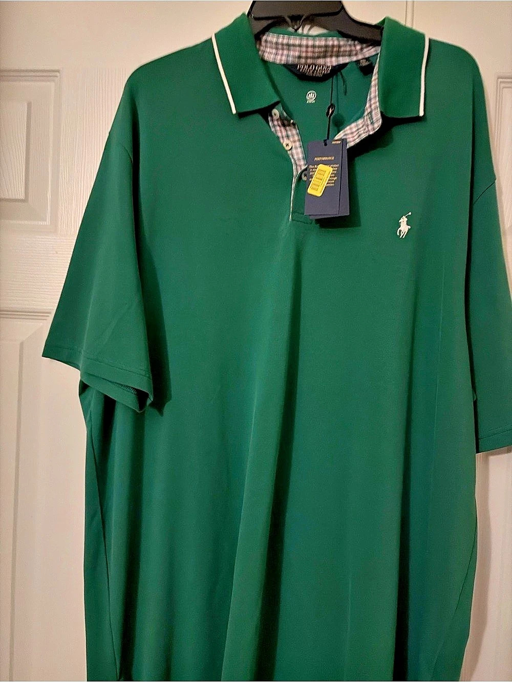 Polo Ralph Lauren Custom Slim Fit Polo Plaid Collar Polo in Green NWT